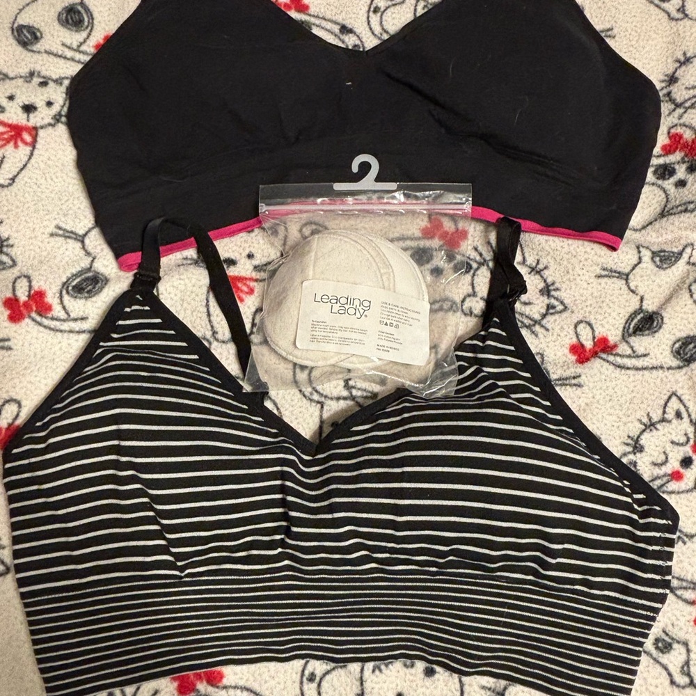 Leading Lady Black and White Striped Bra